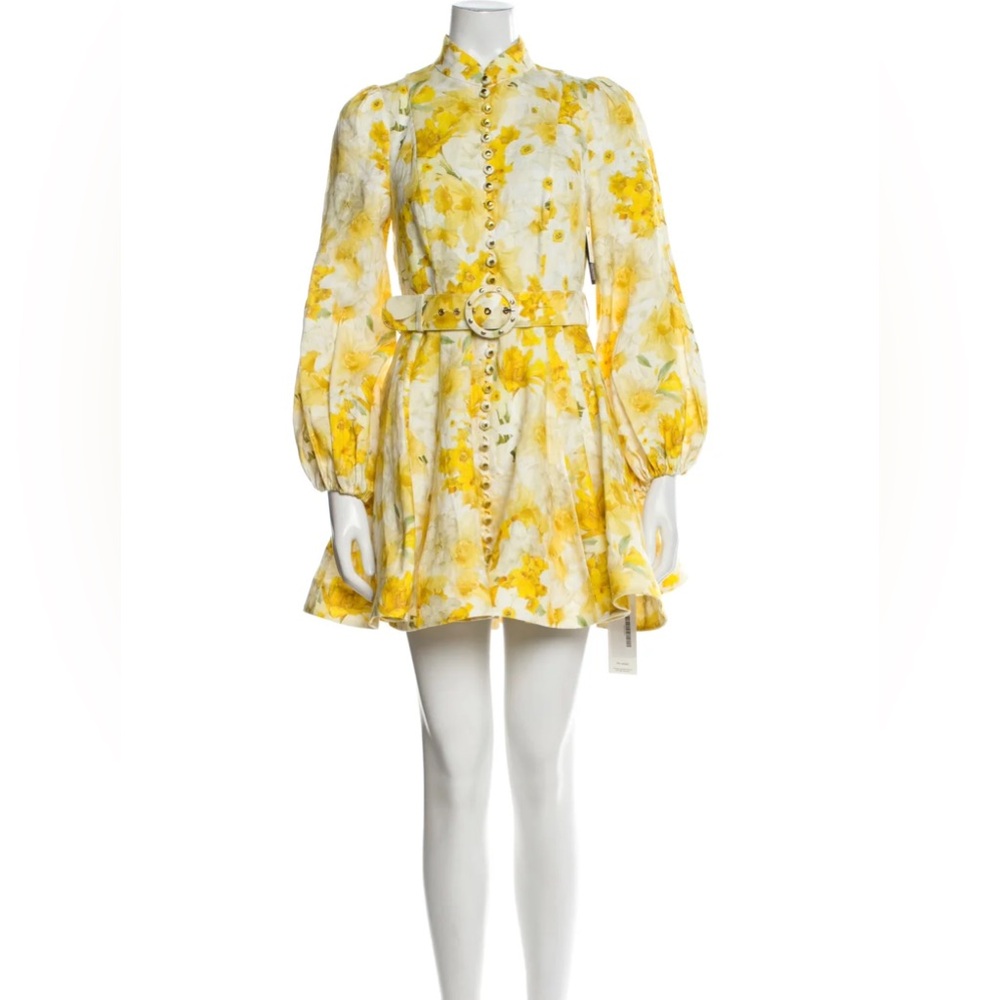 Zimmerman Wonderland Yellow Linen Floral Dress